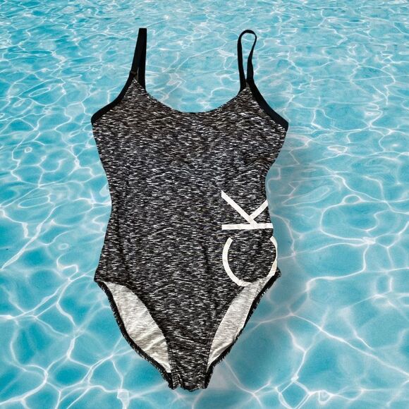Calvin Klein One Piece Swimsuit - Size 6 - Black/Gray - Picture 1 of 3